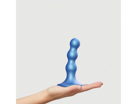 Dildo analne z kulkami silikonowe Strap On Me metaliczny niebieski S - 2