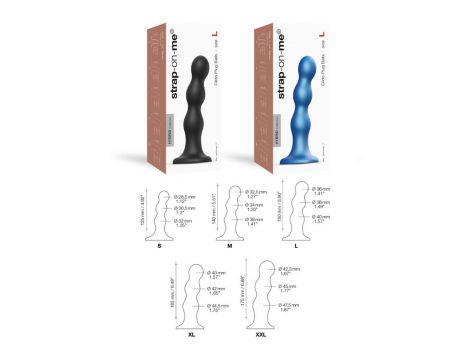Dildo analne z kulkami silikonowe Strap On Me metaliczny niebieski S - 4