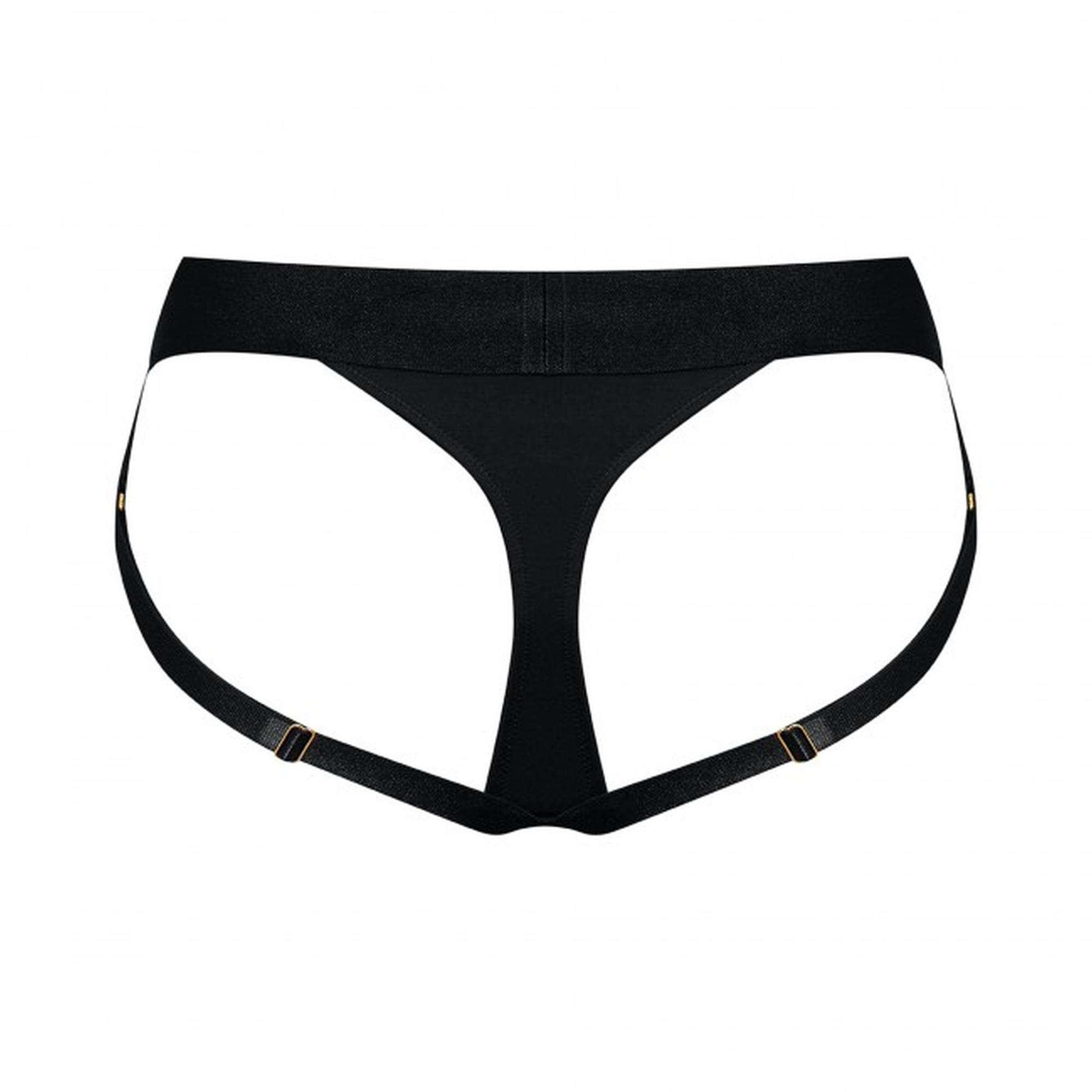 czarne majtki uprząż strapon stringi push up xl