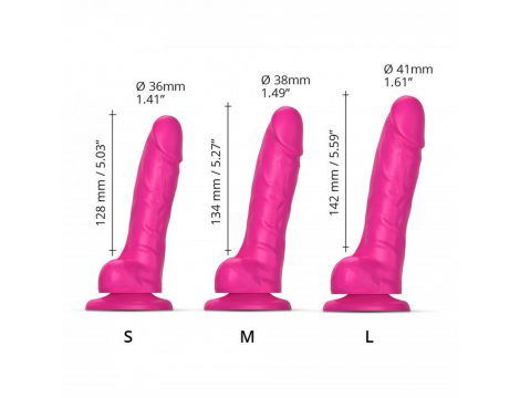 Dildo realistyczne z przesuwaną skórą silikonowe Straponme fuksjowe M - 4