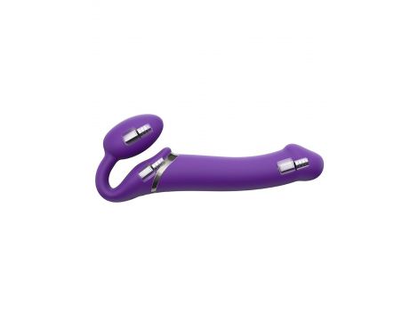 Wibrujący strap-on Strap-on-me silikonowy M fioletowy USB wodoodporny - 4