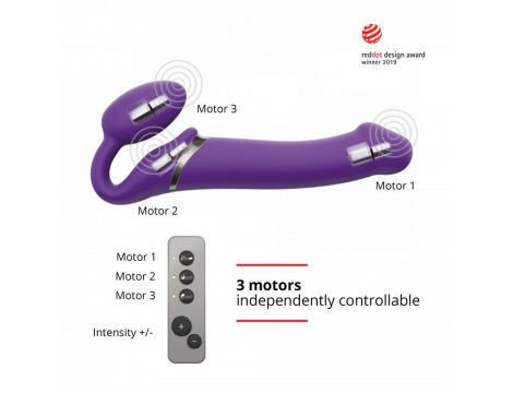 Wibrujący strap-on Strap-on-me silikonowy M fioletowy USB wodoodporny - 5