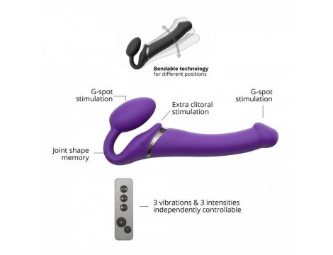 Wibrujący strap-on Strap-on-me silikonowy M fioletowy USB wodoodporny - 6