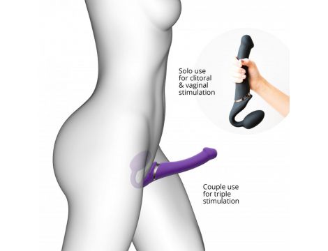 Wibrujący strap-on Strap-on-me silikonowy M fioletowy USB wodoodporny - 7