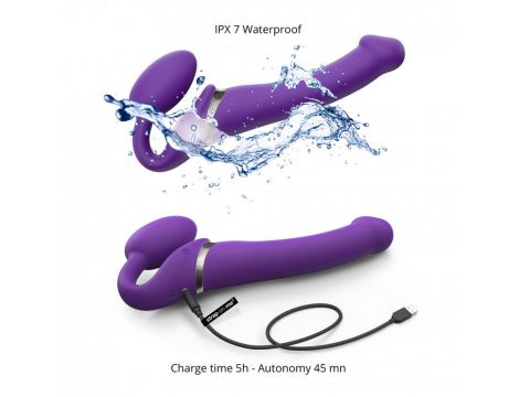 Wibrujący strap-on Strap-on-me silikonowy M fioletowy USB wodoodporny - 8