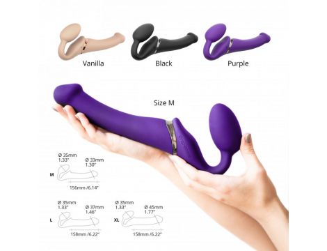Wibrujący strap-on Strap-on-me silikonowy M fioletowy USB wodoodporny - 9