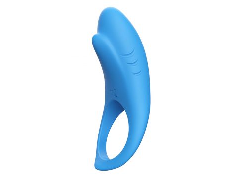 Pierścień erekcyjny wibrujący Shark niebieski z pilotem USB - 3