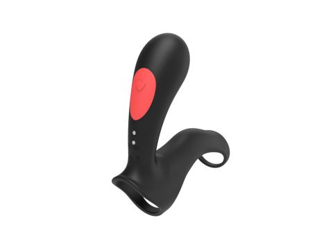 Pierścień erekcyjny wibrujący podwójny Stamen czarny z pilotem USB - 2