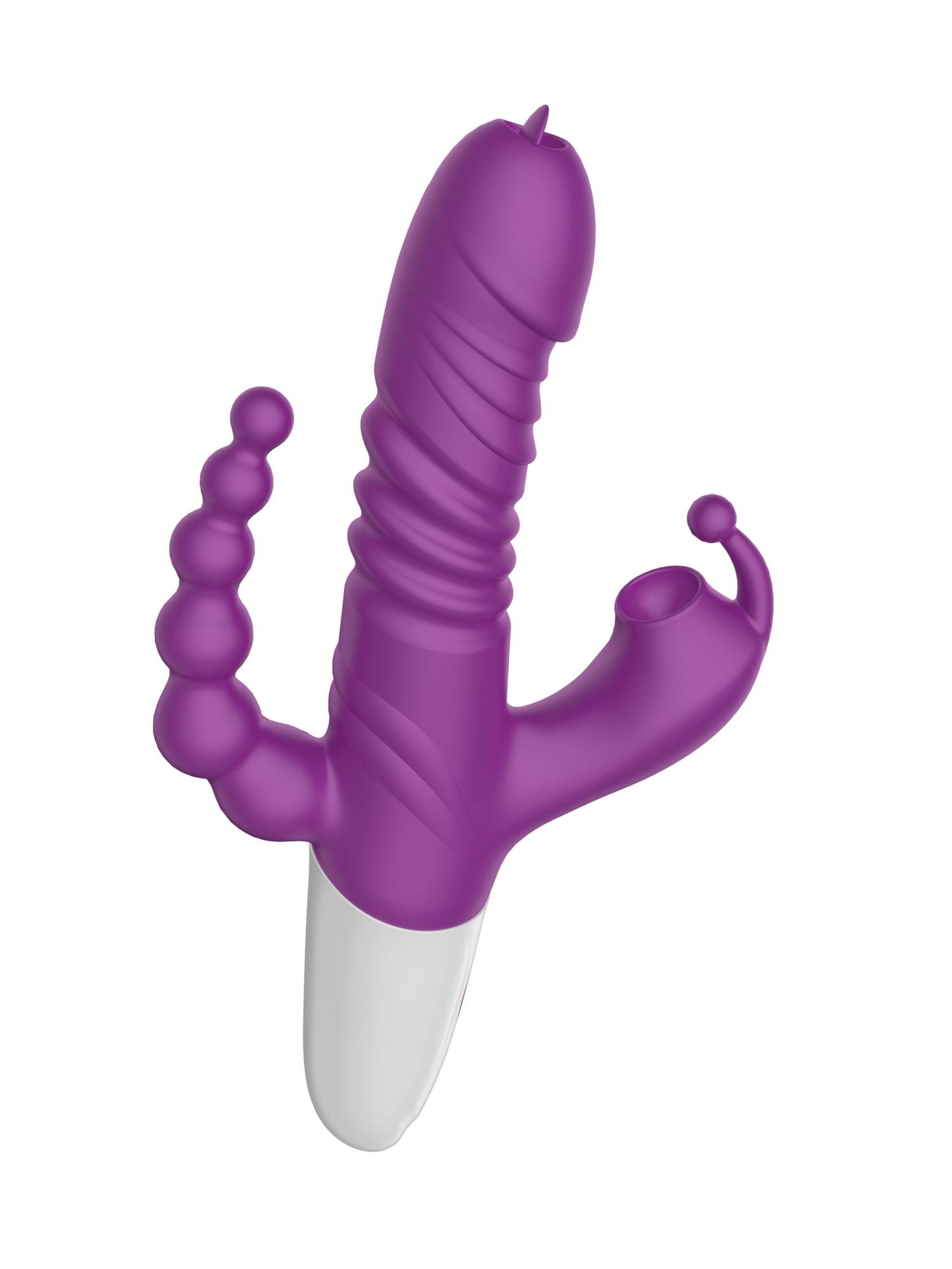 triple stimulation thrusting vibrator