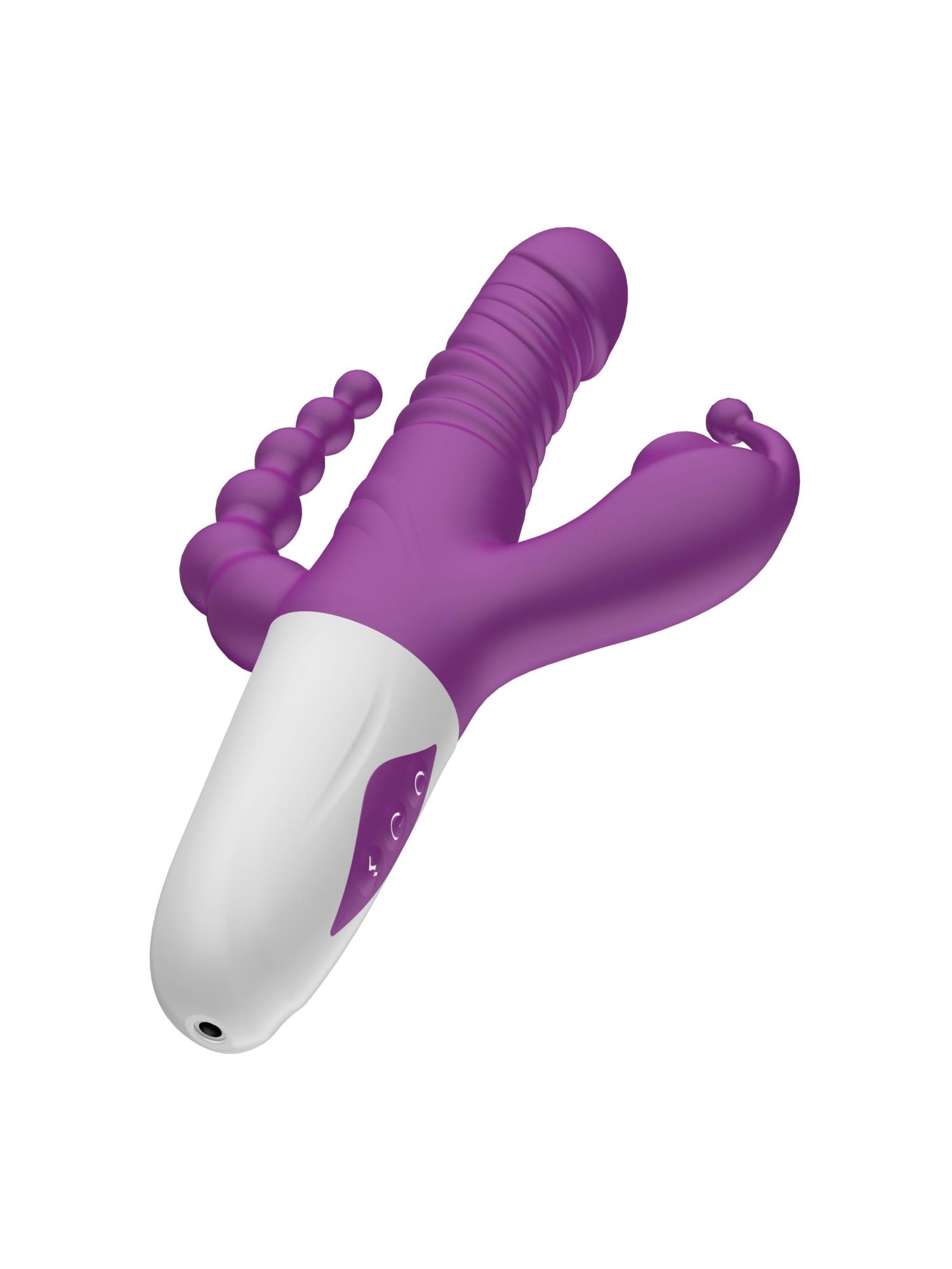 triple stimulation thrusting vibrator