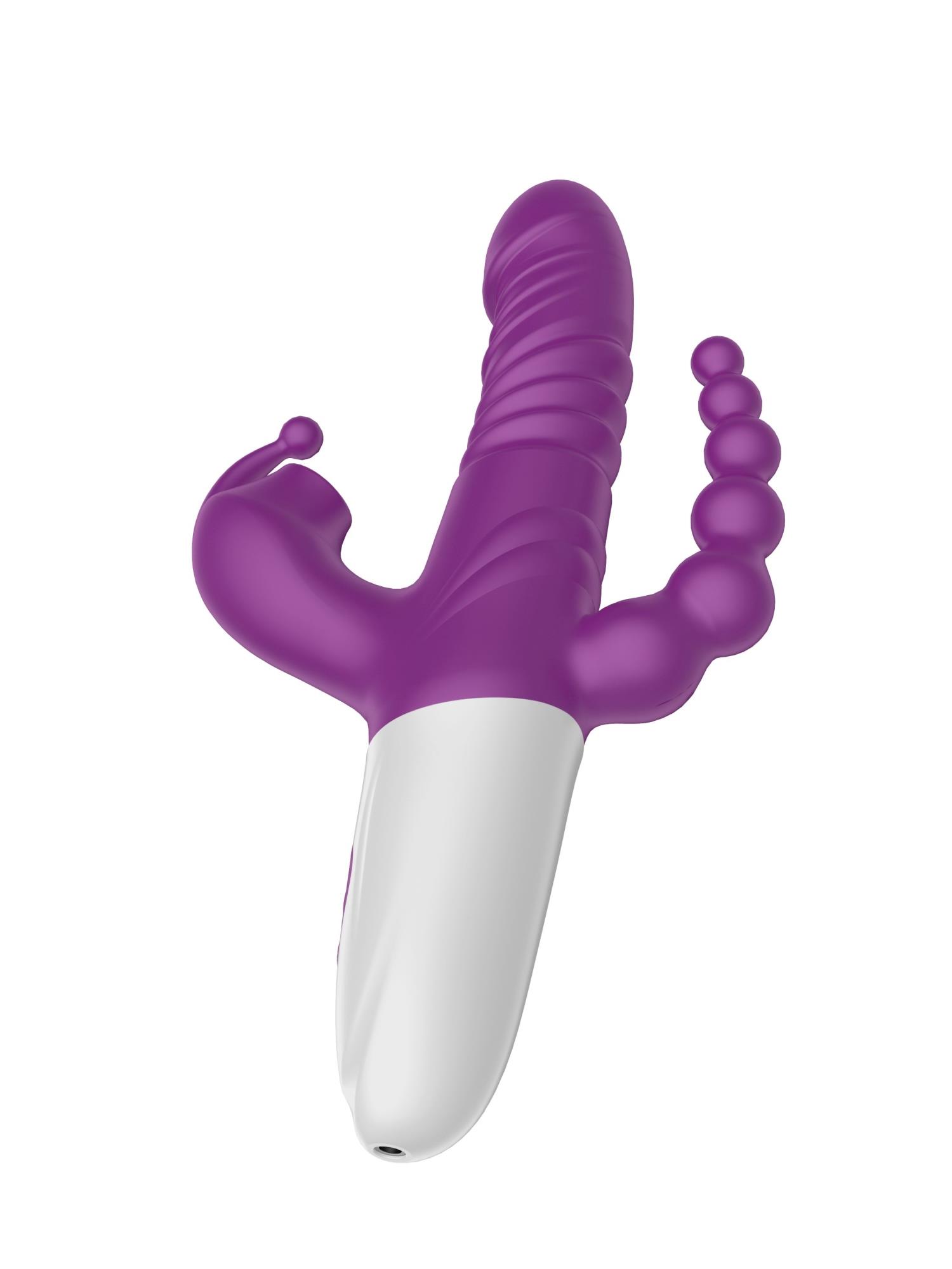 triple stimulation thrusting vibrator