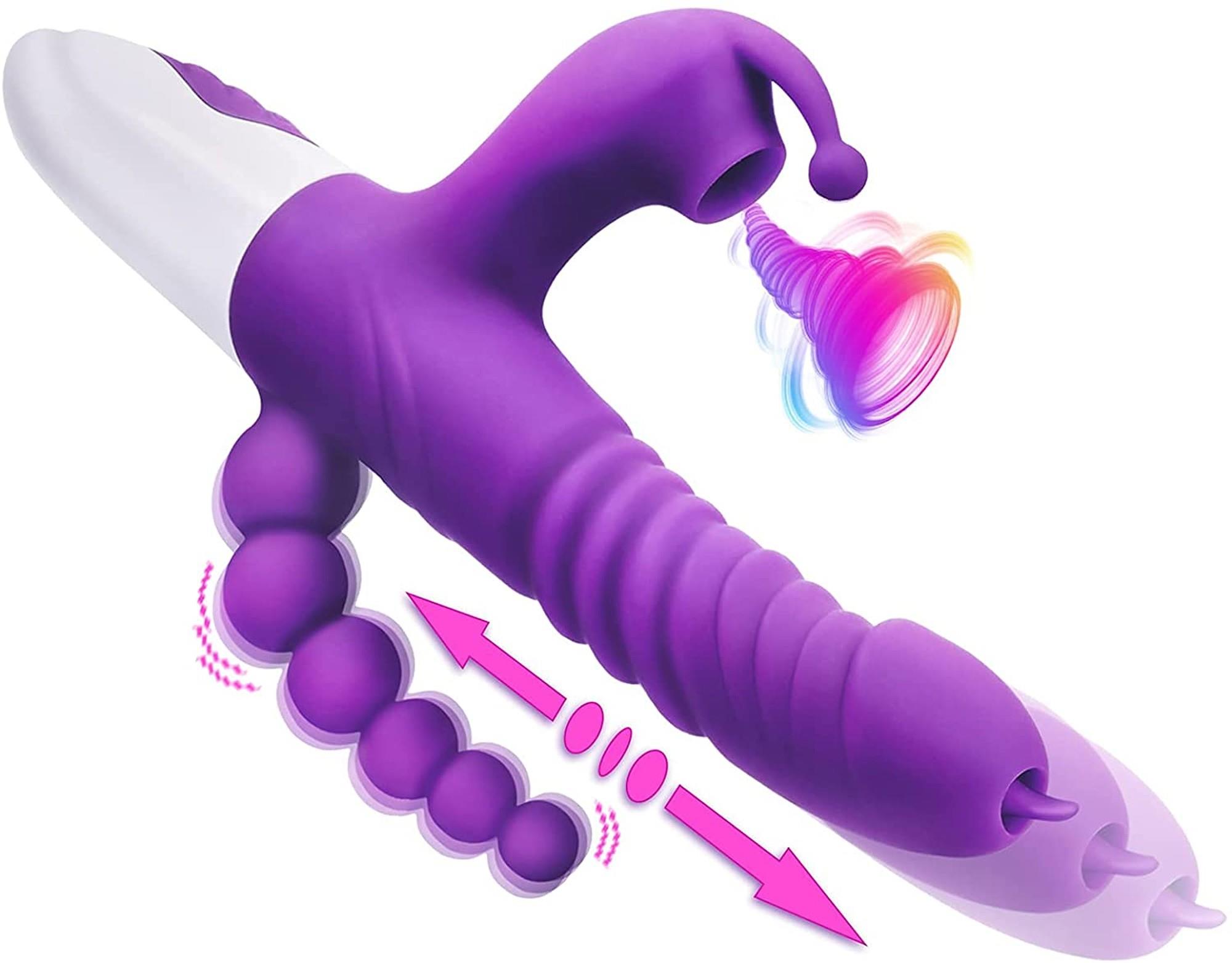 triple stimulation thrusting vibrator