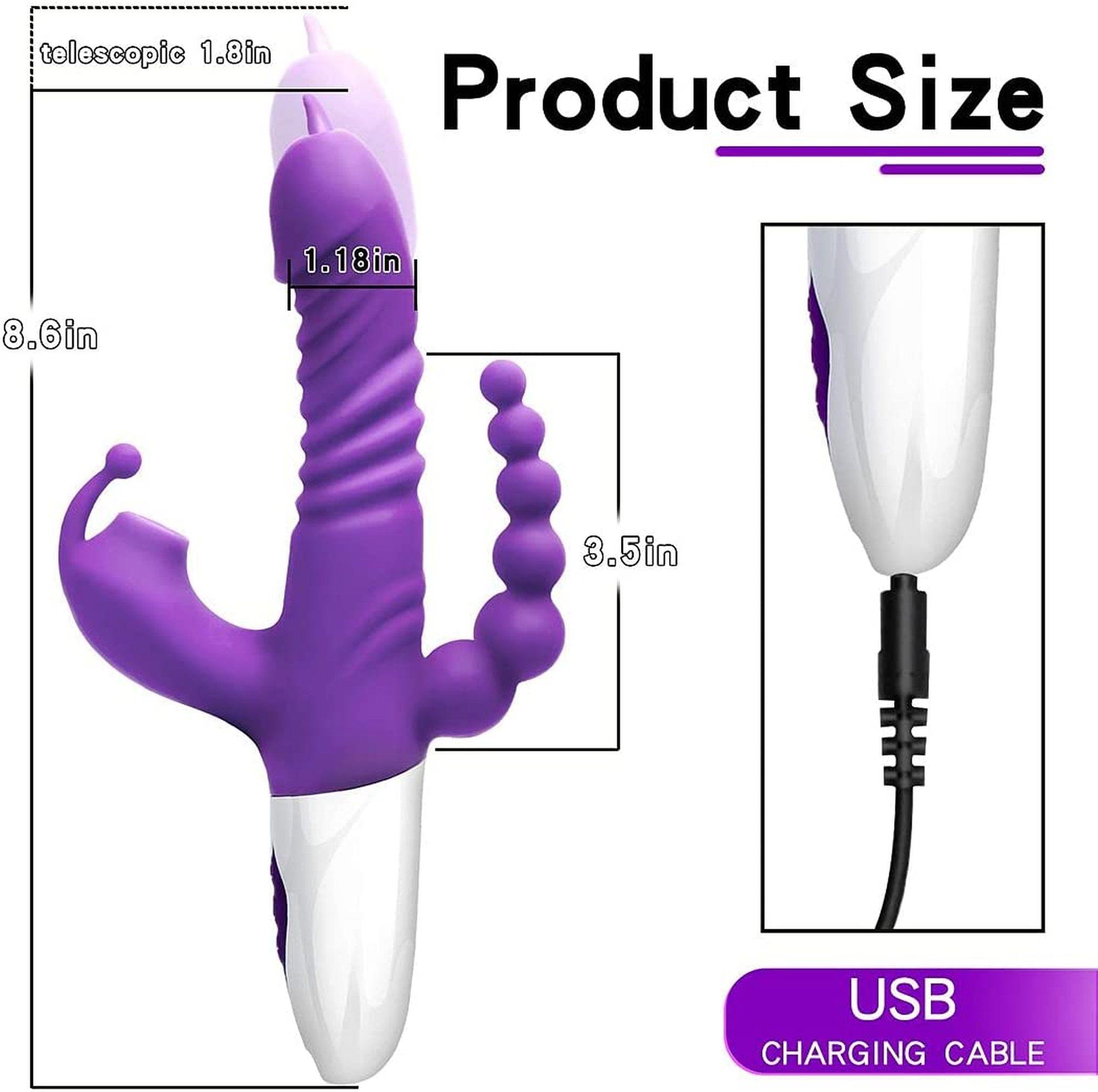 triple stimulation thrusting vibrator