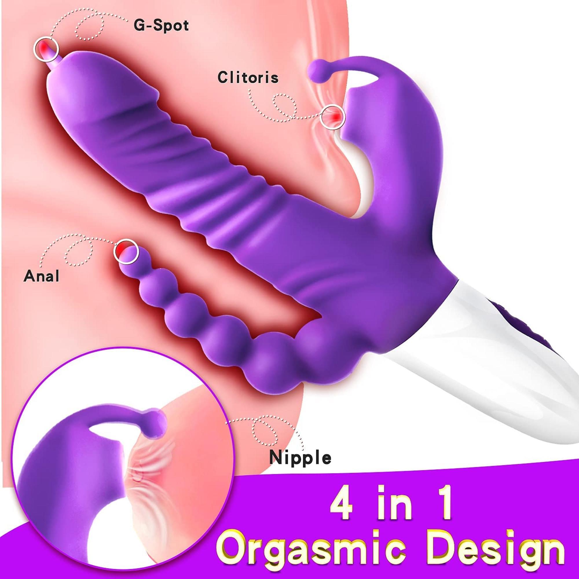 triple stimulation thrusting vibrator