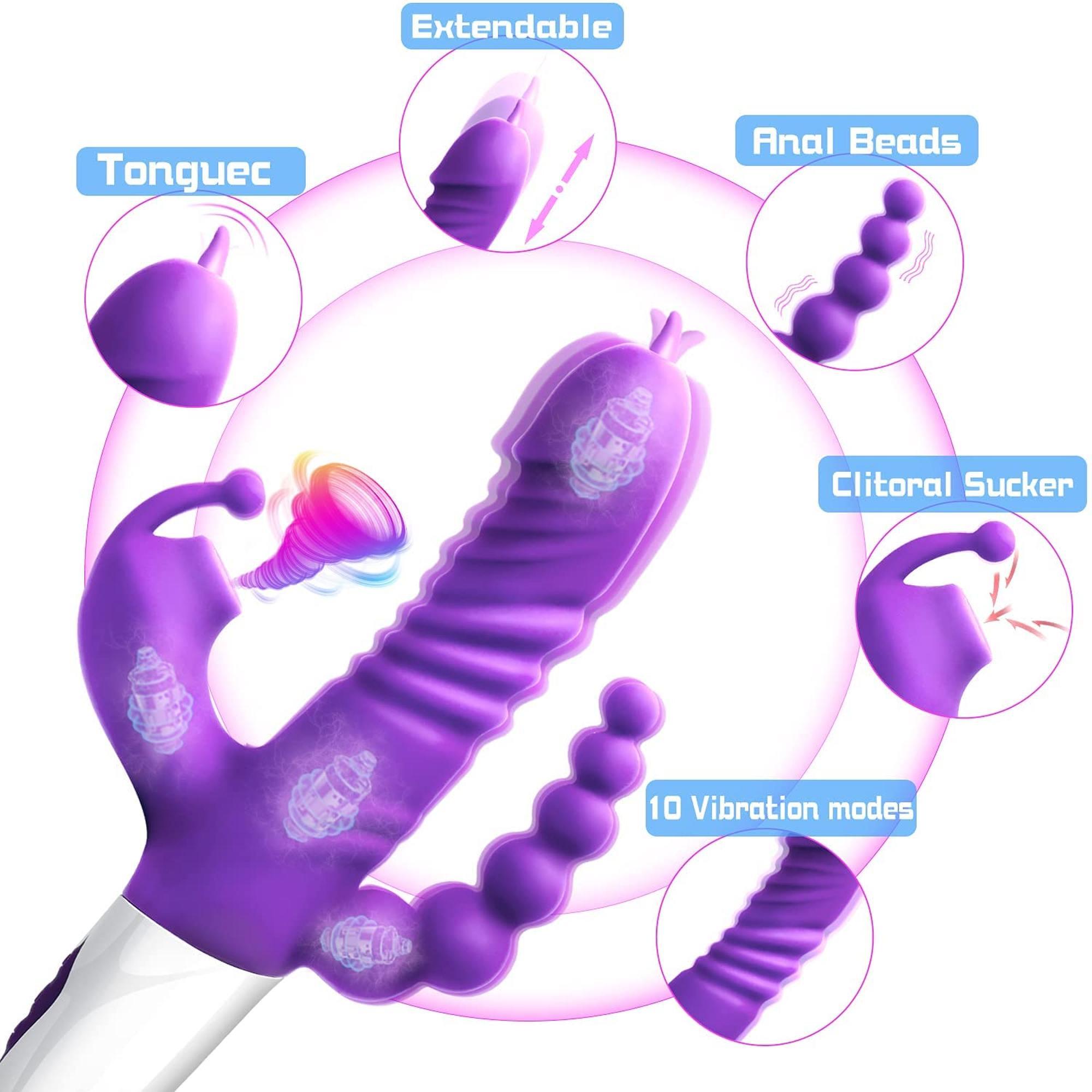 triple stimulation thrusting vibrator