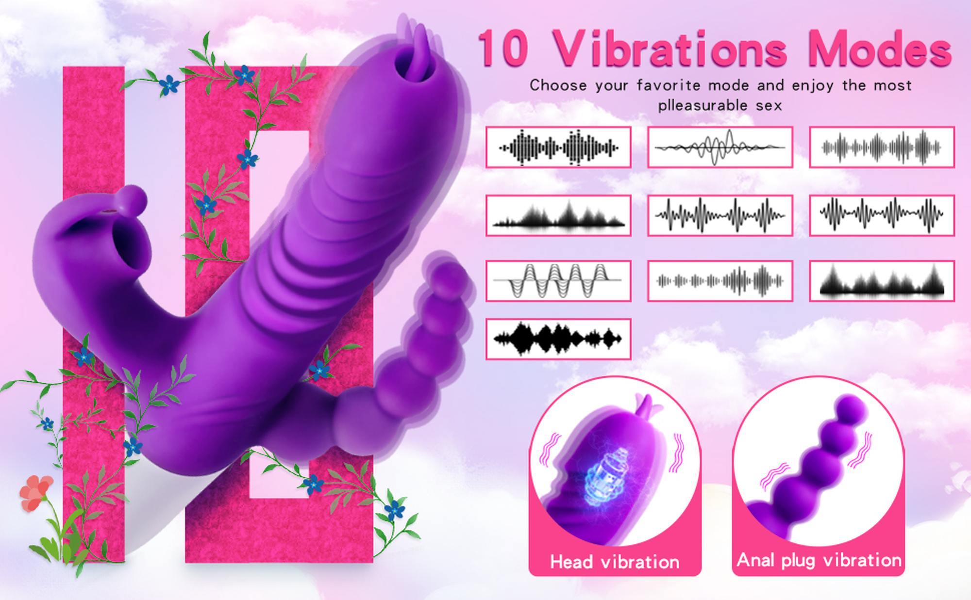 triple stimulation thrusting vibrator