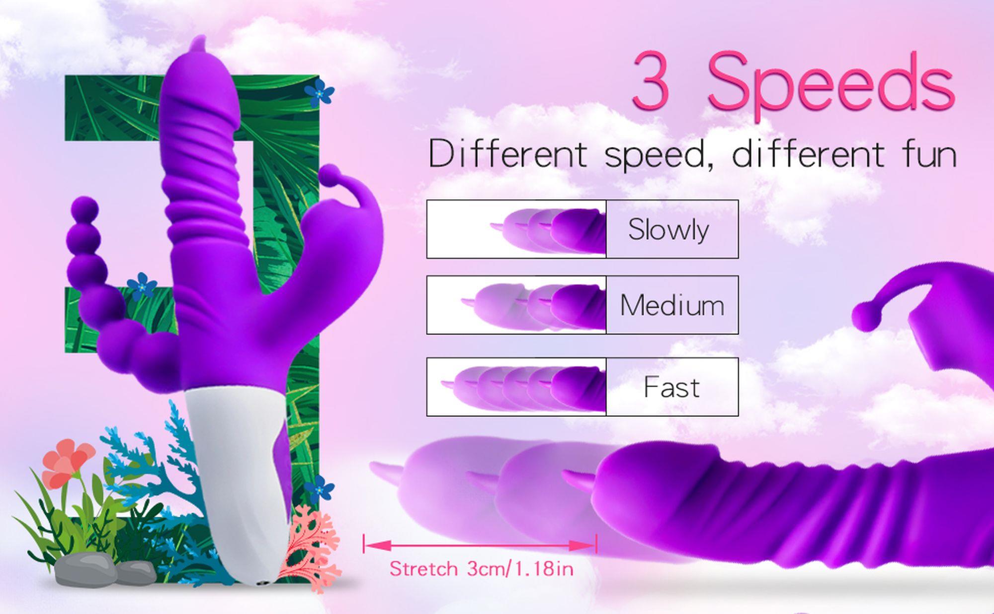 triple stimulation thrusting vibrator