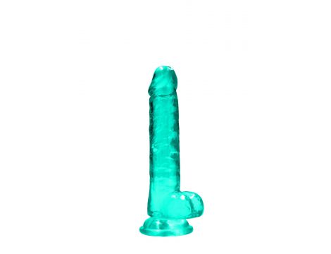 Dildo realistyczne z jądrami turkusowe 19 cm RealRock