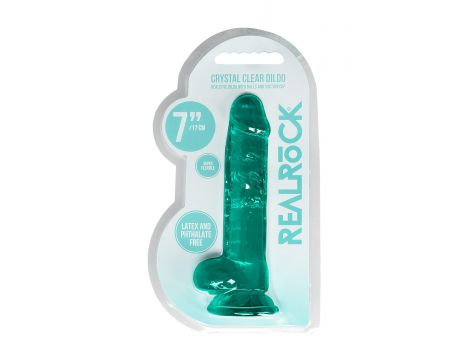 Dildo realistyczne z jądrami turkusowe 19 cm RealRock - 2