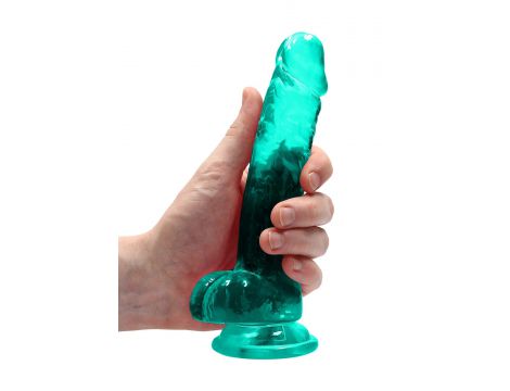 Dildo realistyczne z jądrami turkusowe 19 cm RealRock - 3