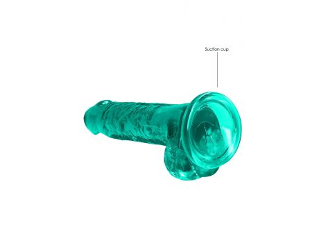 Dildo realistyczne z jądrami turkusowe 19 cm RealRock - 4