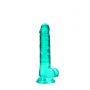 Dildo realistyczne z jądrami turkusowe 19 cm RealRock - 2