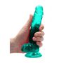 Dildo realistyczne z jądrami turkusowe 19 cm RealRock - 4