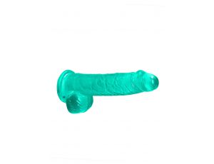 Dildo żelowe realistyczne z jądrami turkusowe RealRock 15 cm