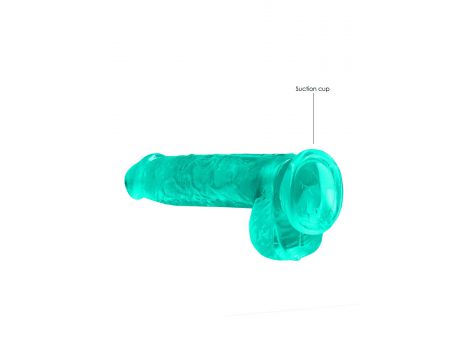 Dildo żelowe realistyczne z jądrami turkusowe RealRock 15 cm - 3