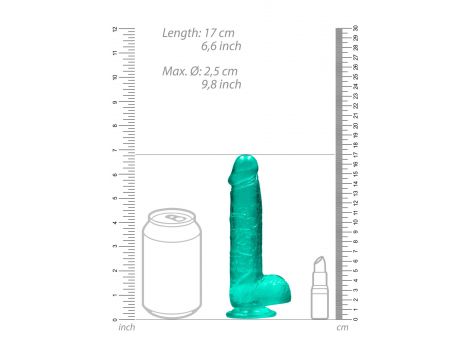 Dildo żelowe realistyczne z jądrami turkusowe RealRock 15 cm - 4