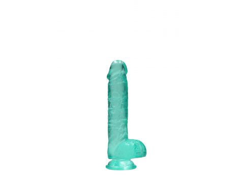 Dildo żelowe realistyczne z jądrami turkusowe RealRock 15 cm - 5