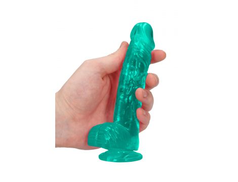 Dildo żelowe realistyczne z jądrami turkusowe RealRock 15 cm - 6