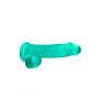 Dildo żelowe realistyczne z jądrami turkusowe RealRock 15 cm - 2