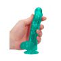 Dildo żelowe realistyczne z jądrami turkusowe RealRock 15 cm - 7