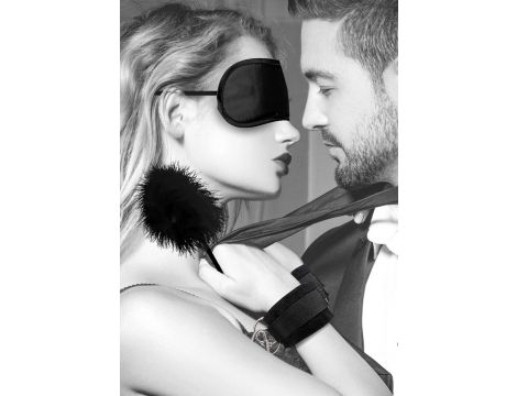 Zestaw bondage Ouch! z kajdankami piórkiem i maską - 5