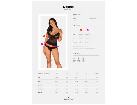 Komplet bielizny Obsessive Ivannes czarny koronka 2XL 3XL - 7