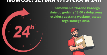 Szybka wysyłka 24h + tego samego dnia do 13.00